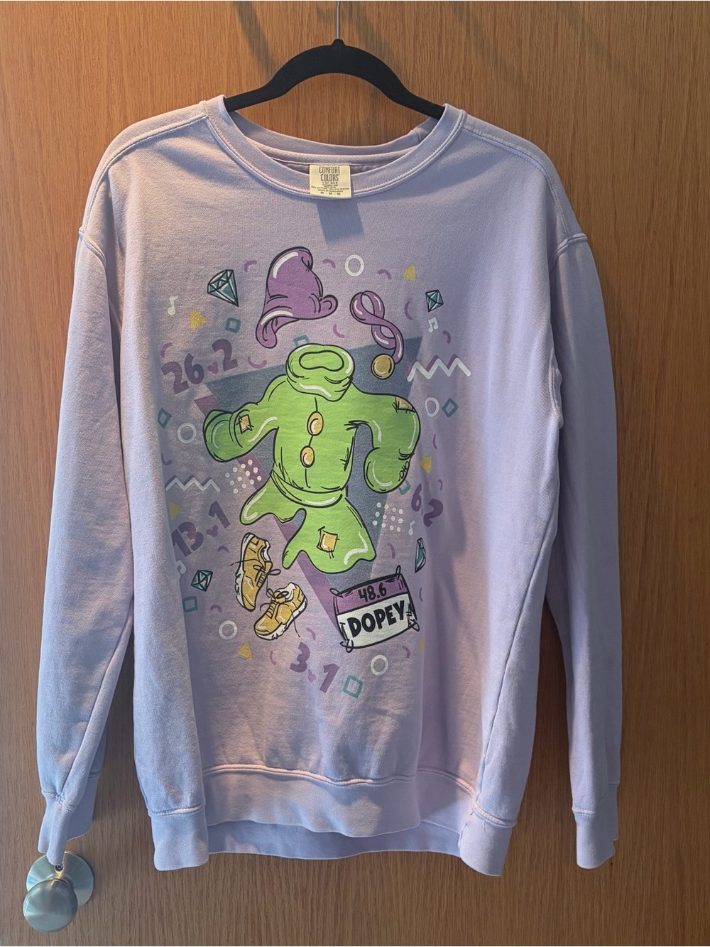 Comfort Colors Lavender Sweatshirt with Green Dopey Graphic